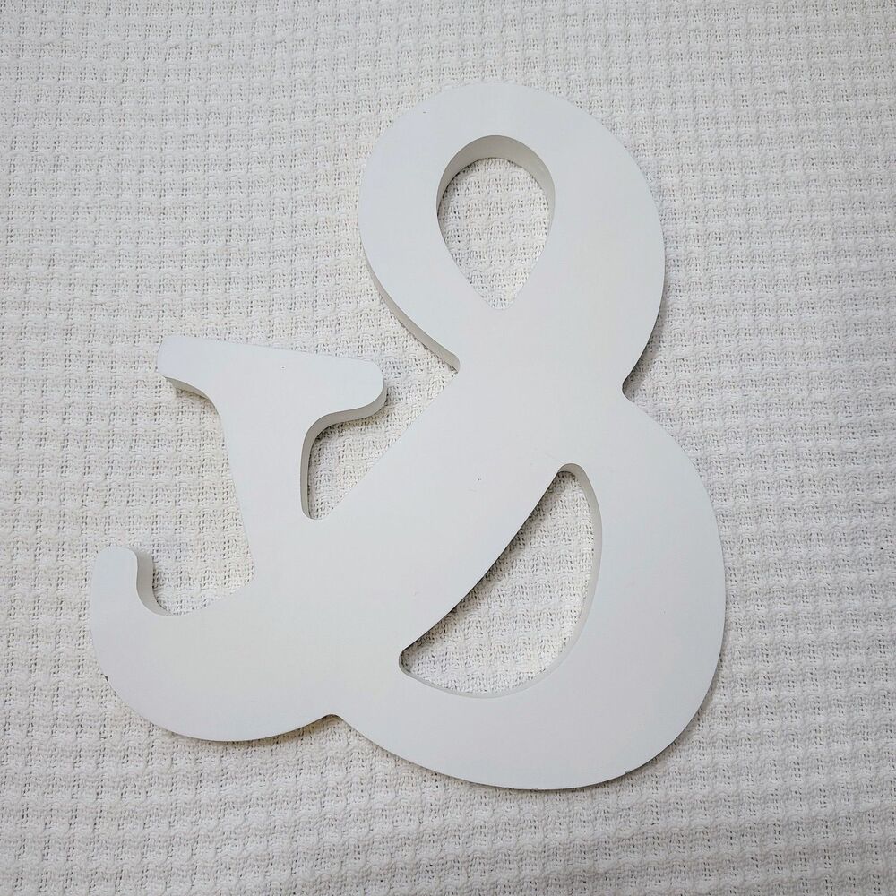 Wood Ampersand &&& The “and” Sign 10in x 12in White Wedding Decor Home Logogram